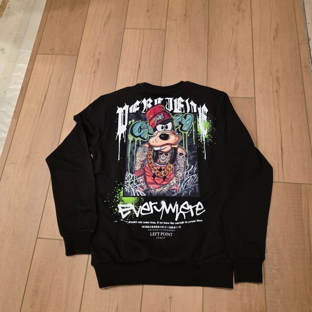 Left Point Men's Goofy Sweatshirt with Rhinestones